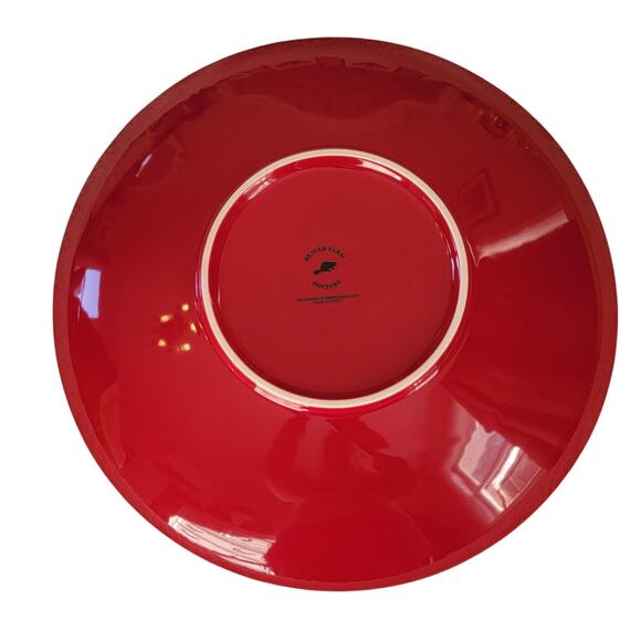 Snowman 15" Serving Bowl by Beaver Farm Pottery Red Christmas QVC - Picture 3 of 3